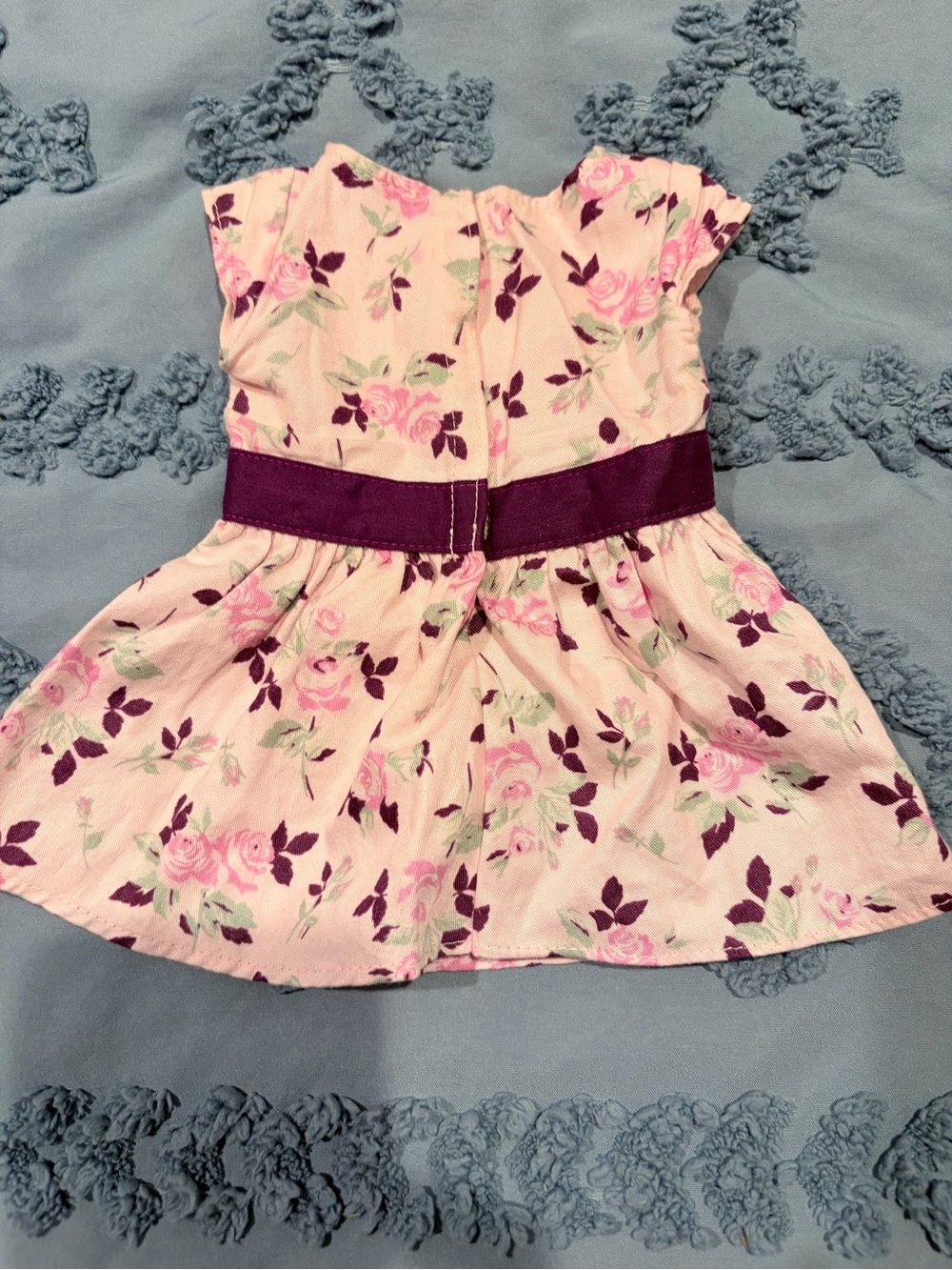 American Girl Pink Floral Dress Purple Ribbon 18” Doll Outfit - Picture 3 of 4